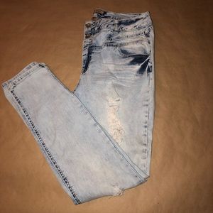 High Waisted Acid Washed Ripped Jeans